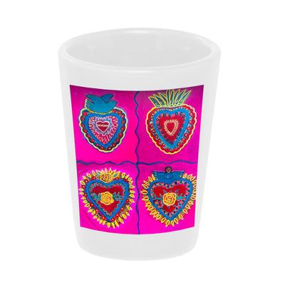 "Cuatro Corazones" Shot Glass by Valerie Andriola