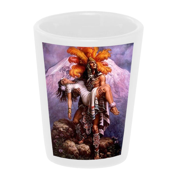 Bronze Baboon wholesale Aztec warrior with Princess shot glass