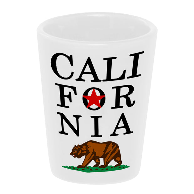 California Golden Bear 1.5 oz. White Ceramic Shot Glass Bronze-Baboon wholesale