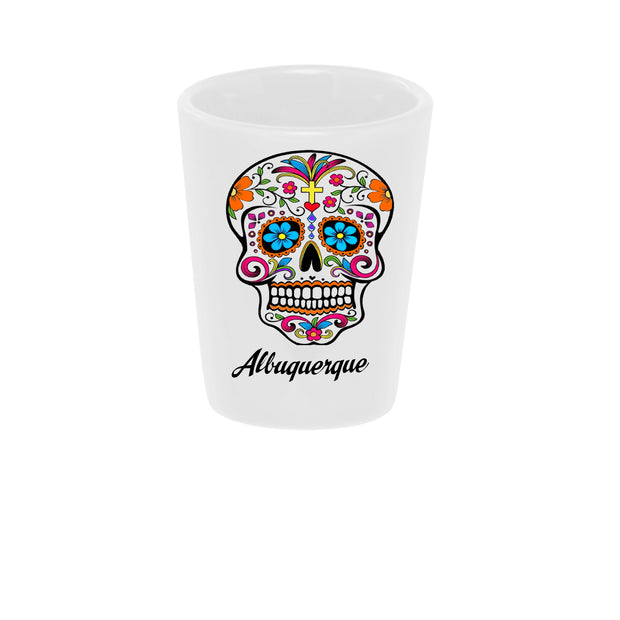 Sugar Skull "Color Me" Shot Glass 1.5oz. Ceramic