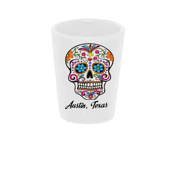 Sugar Skull "Color Me" Shot Glass 1.5oz. Ceramic