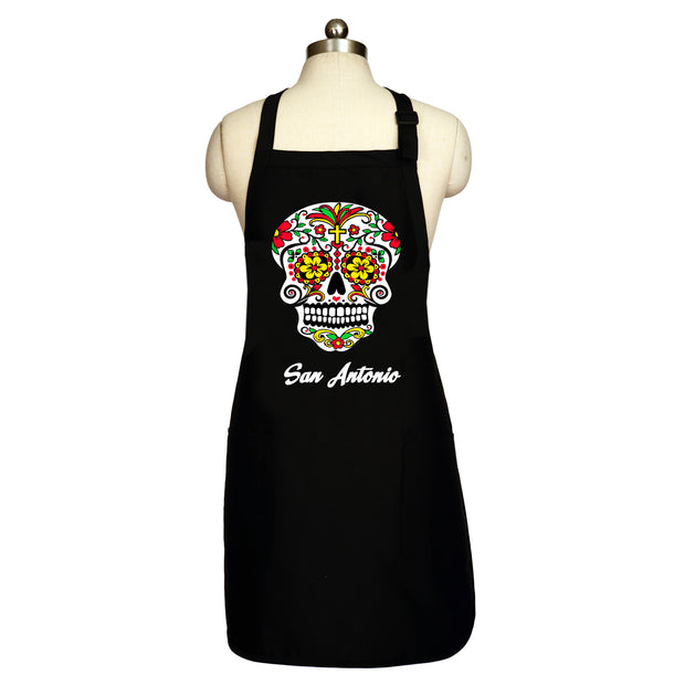 "Sugar Skull Color Me-Red" Men's Apron