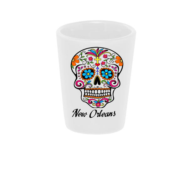 Sugar Skull "Color Me" Shot Glass 1.5oz. Ceramic