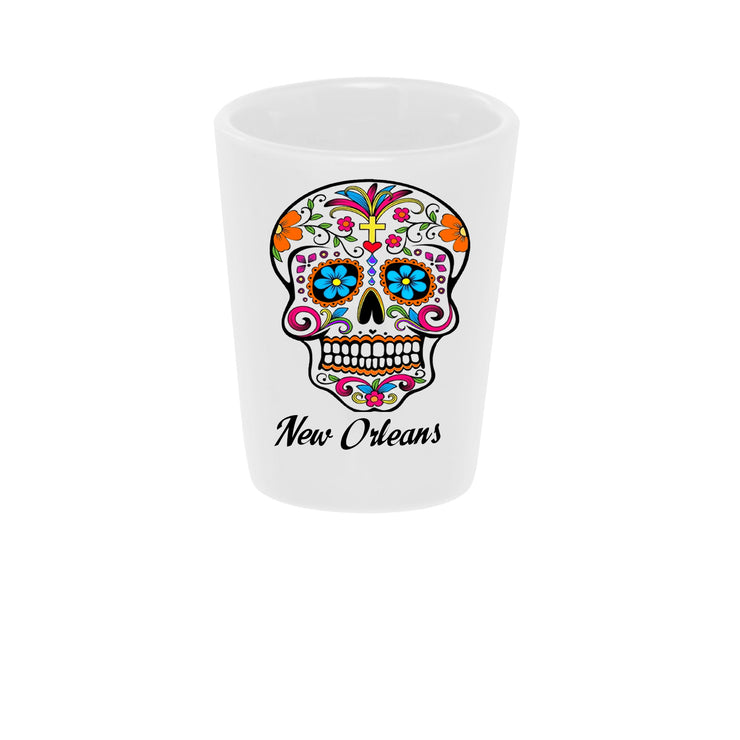 Sugar Skull "Color Me" Shot Glass 1.5oz. Ceramic