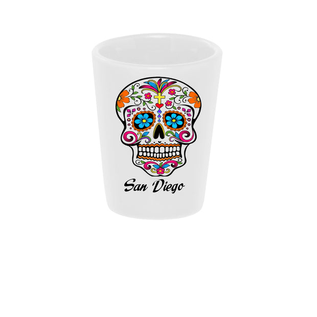 Sugar Skull "Color Me" Shot Glass 1.5oz. Ceramic