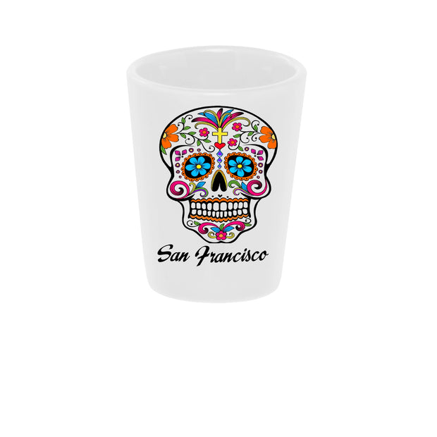 Sugar Skull "Color Me" Shot Glass 1.5oz. Ceramic