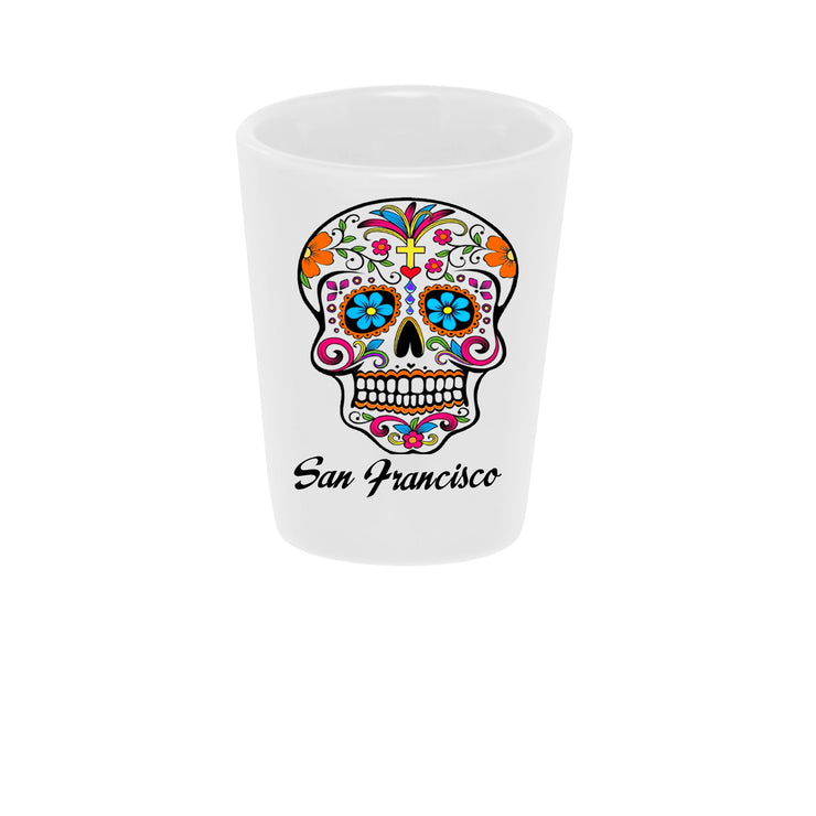 Sugar Skull "Color Me" Shot Glass 1.5oz. Ceramic