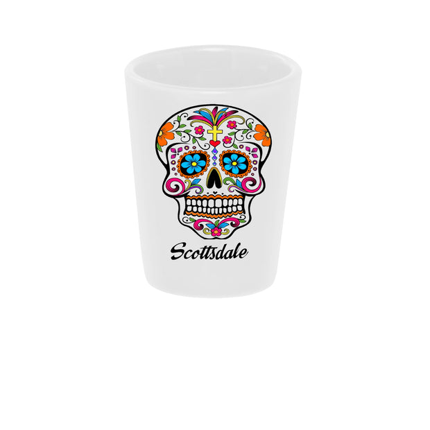 Sugar Skull "Color Me" Shot Glass 1.5oz. Ceramic