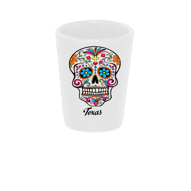 Sugar Skull "Color Me" Shot Glass 1.5oz. Ceramic