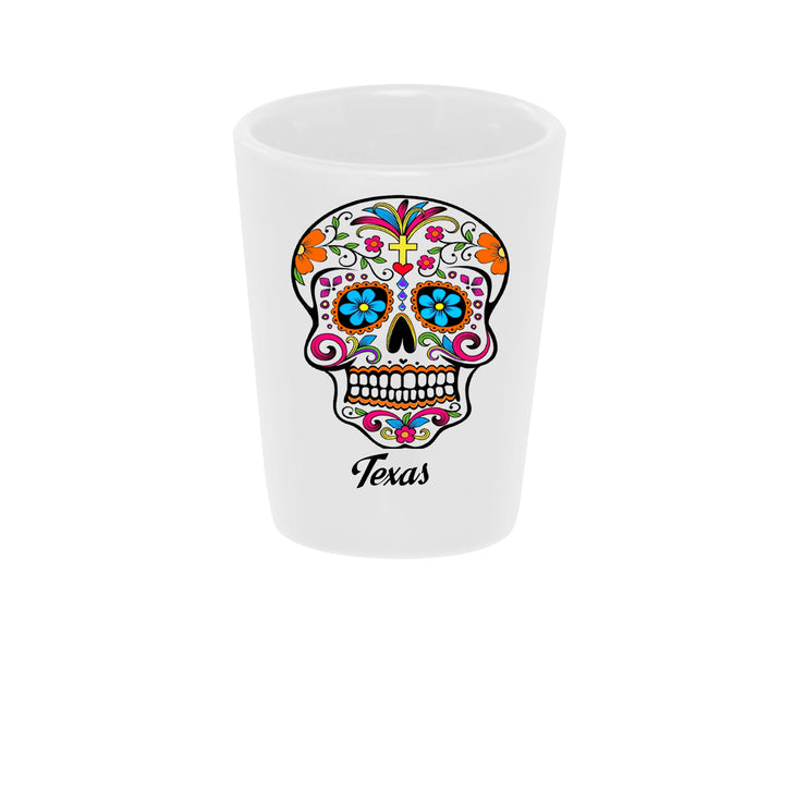 Sugar Skull "Color Me" Shot Glass 1.5oz. Ceramic