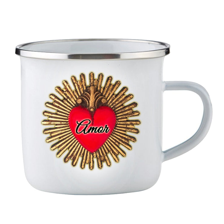 Corazon de Amor (Heart of Love) Enamel Camping Cup