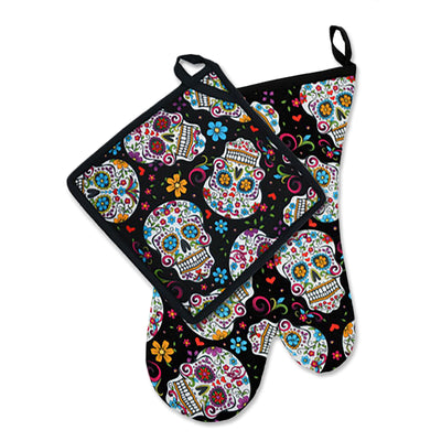 Wholesale by Bronze Baboon: "Folkloric Black" Oven Mitt & Pot Holder Set