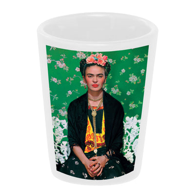 Bronze Baboon wholesale "Frida Vogue" 1.5 oz. White Ceramic Shot Glass