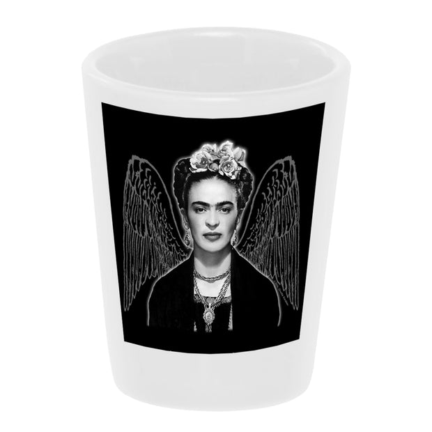 Bronze Baboon wholesale "Frida Wings" 1.5 oz. White Ceramic Shot Glass