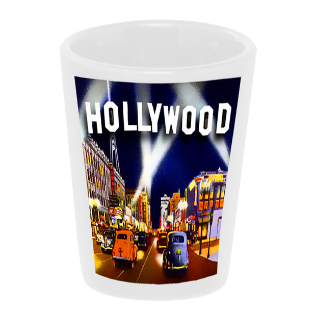 Bronze Baboon wholesale "Hollywood Boulevard" 1.5 oz. White Ceramic Shot Glass