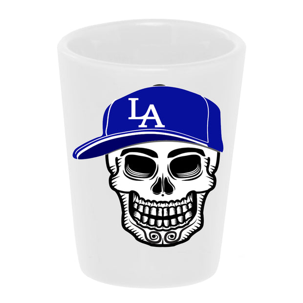 Bronze Baboon wholesale - "L.A. Play Ball!" 1.5 oz. White Ceramic Shot Glass