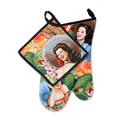 Wholesale by Bronze Baboon: "Senoritas" Oven Mitt & Pot Holder Set