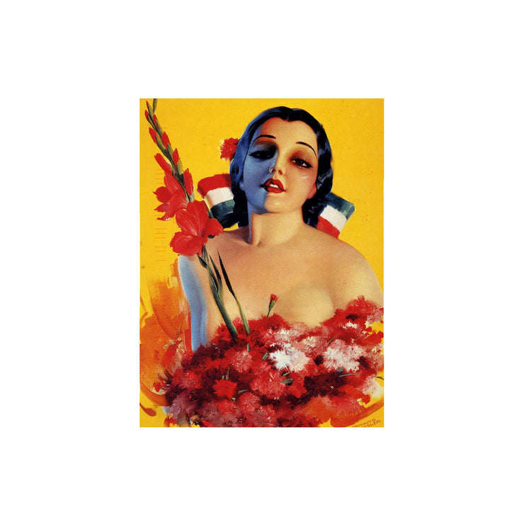 Bronze Baboon wholesale. We make custom magnets."Woman with Fruit" Mexican Calendar Girl Pin-Up 2.5” x 3.5” Magnet