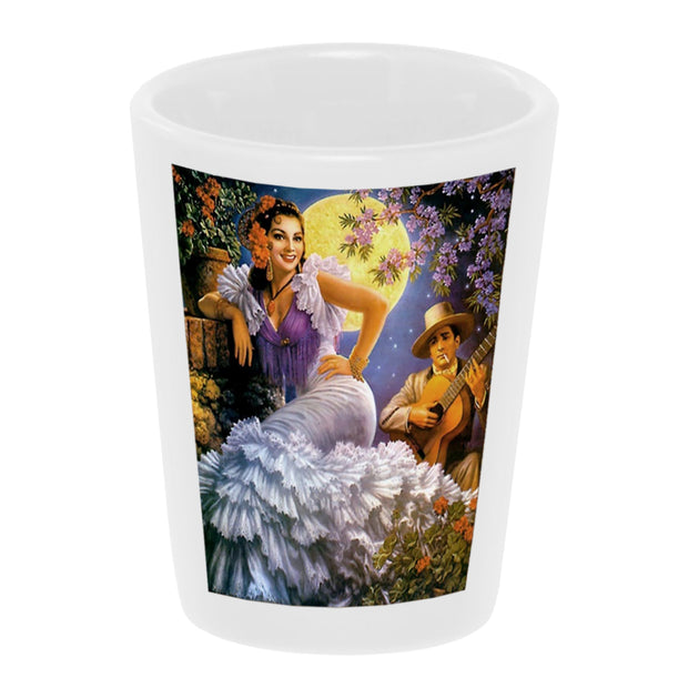Bronze Baboon wholesale "La Serenata" (Serenade) 1.5 oz. White Ceramic Shot Glass