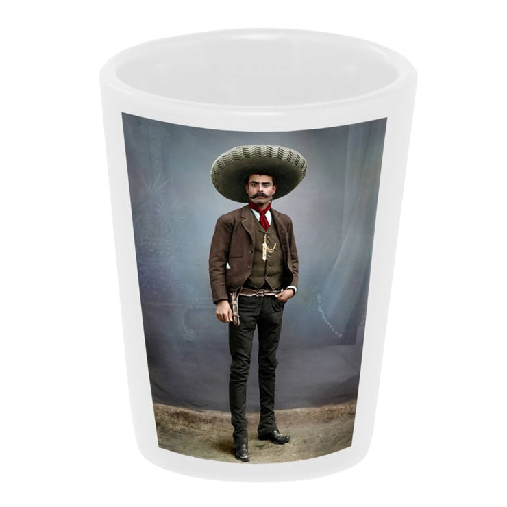 Bronze Baboon wholesale Pancho Villa in Studio 1.5 oz. White Ceramic Shot Glass