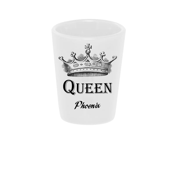 Queen 1.5 oz. White Ceramic Shot Glass