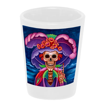 Bronze Baboon wholesale "Rock On Catrina" 1.5 oz. White Ceramic Shot Glass