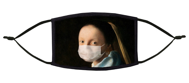 Girl With a Pearl-Colored Face Mask/ Adjustable/ Handmade in US